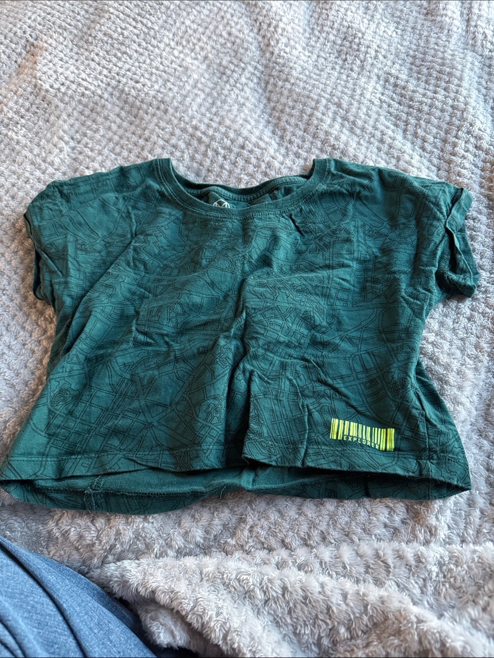 Short Sleeve Tee in Forest Green with Neon Accent